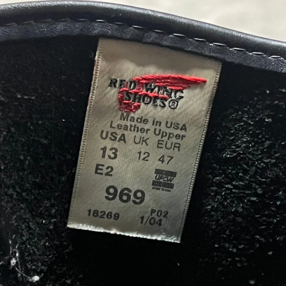 Red Wing 969 Mens Black Leather Harness Boots Square Toe Vibram Sole 13 E2 USA